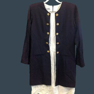 Chantier Fashion Inc. 80s Dress NEW Sz 11/12 Shift Faux Jacet Back Zip Shoulder